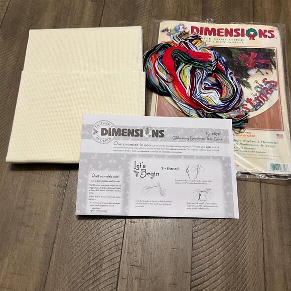 Dimensions 8716 Christmas Cross Stitch Kit Celebrating Snowmen Tree Skirt Table - Picture 3 of 3